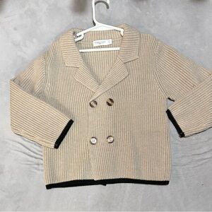 Tan Double-Breasted Kids Blazer